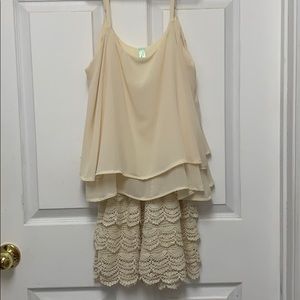 Cream Romper with Lace